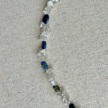 Clear Quartz And Lapis Beaded Necklace