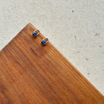 Blue Sapphire Cutout Sterling Silver Ear Stud