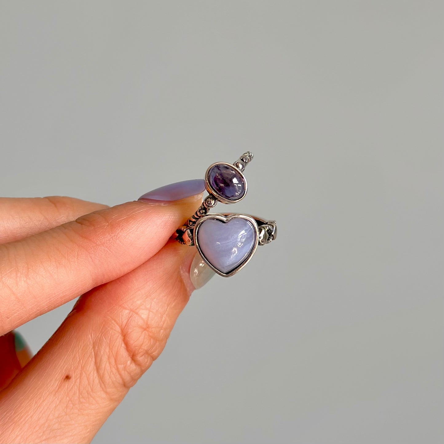 Iolite Cabochon Adjustable Sterling Silver Ring