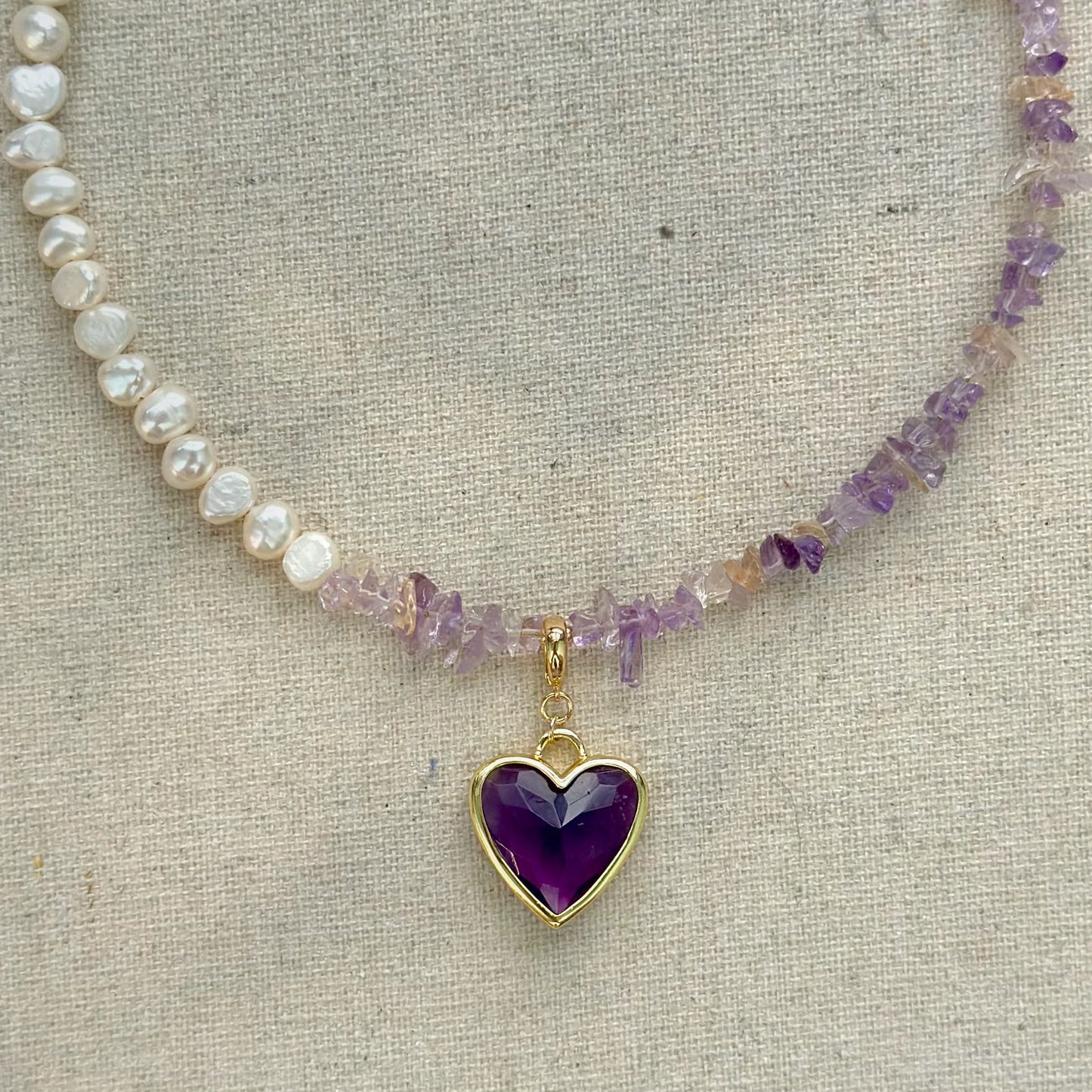 Two-way Amethyst And Ameterine Mixed Freshwater Pearl Beaded Necklace