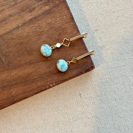 Larimar Geometric Gold-plated Ear Stud