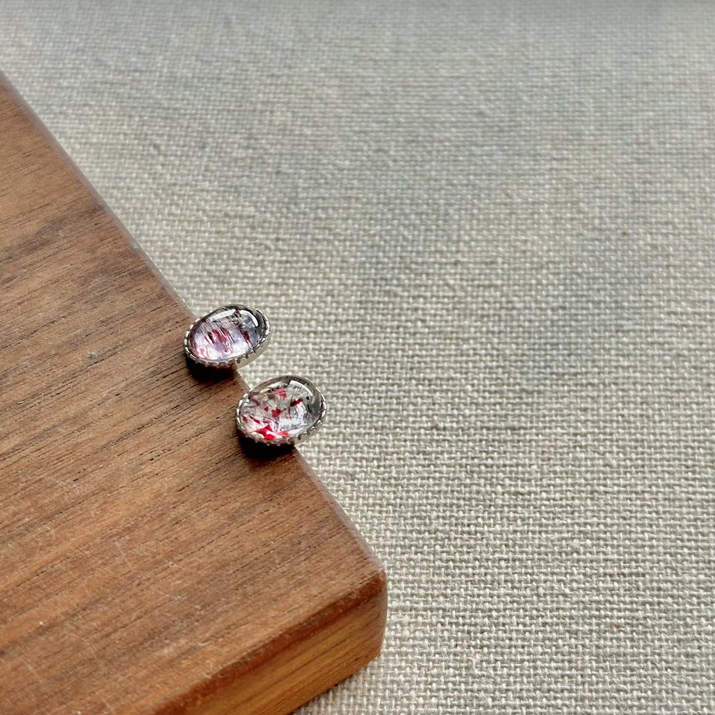 Super Seven Cabochon Sterling Silver Ear Stud