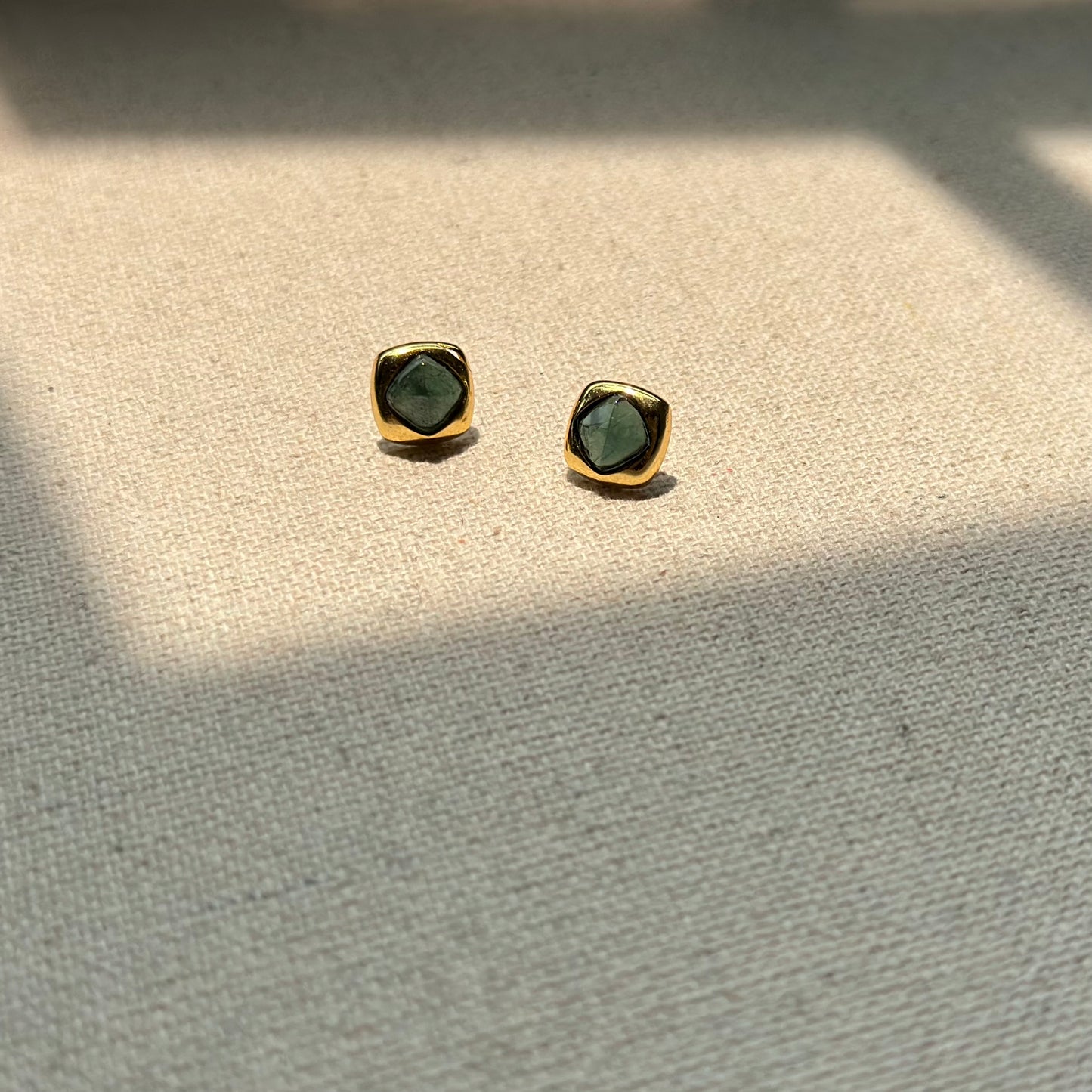 Blue Tourmaline Birthstone Bezel Set Gold-plated Ear Stud