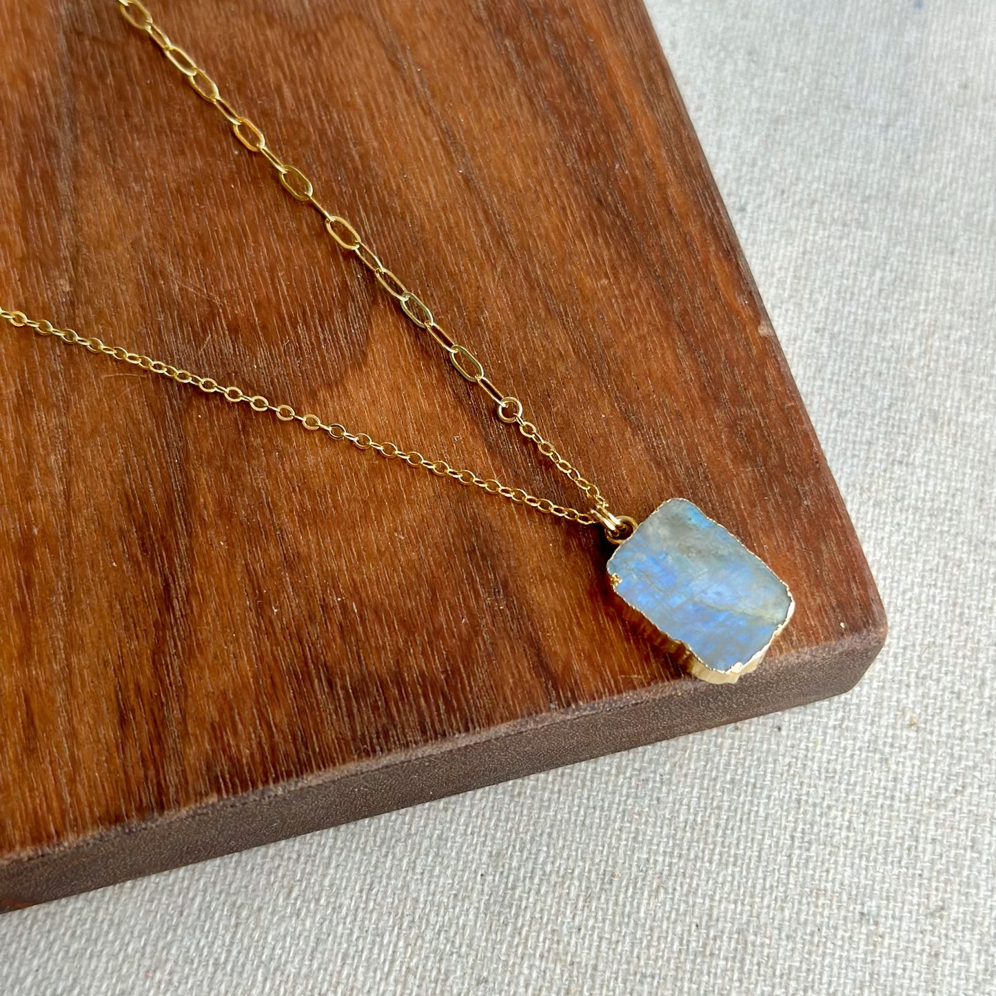 Moonstone Asymmetric Gold-plated Sterling Silver Necklace