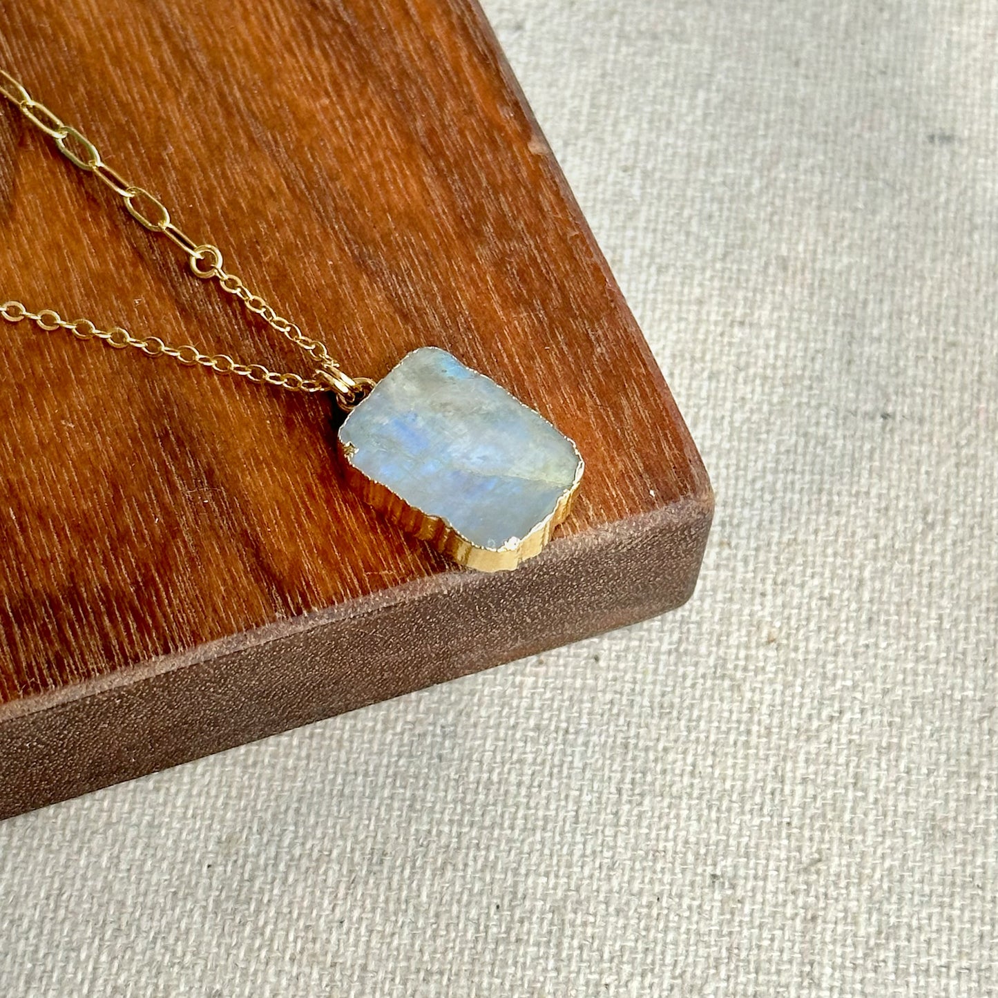 Moonstone Asymmetric Gold-plated Sterling Silver Necklace