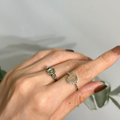 Watermelon Tourmaline Raw Adjustable Sterling Silver Ring