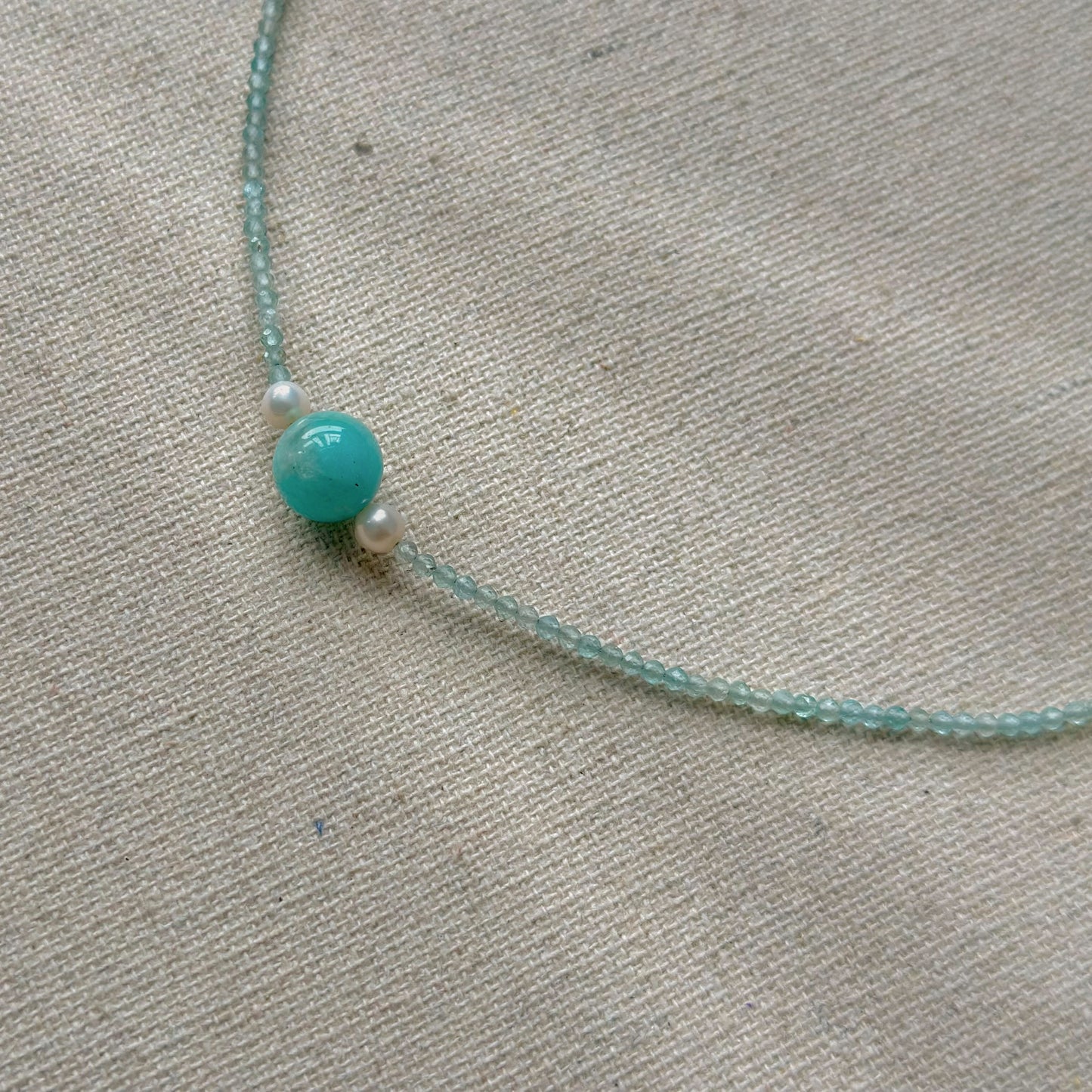 Amazonite And Freshwater Pearl Beaded Necklace