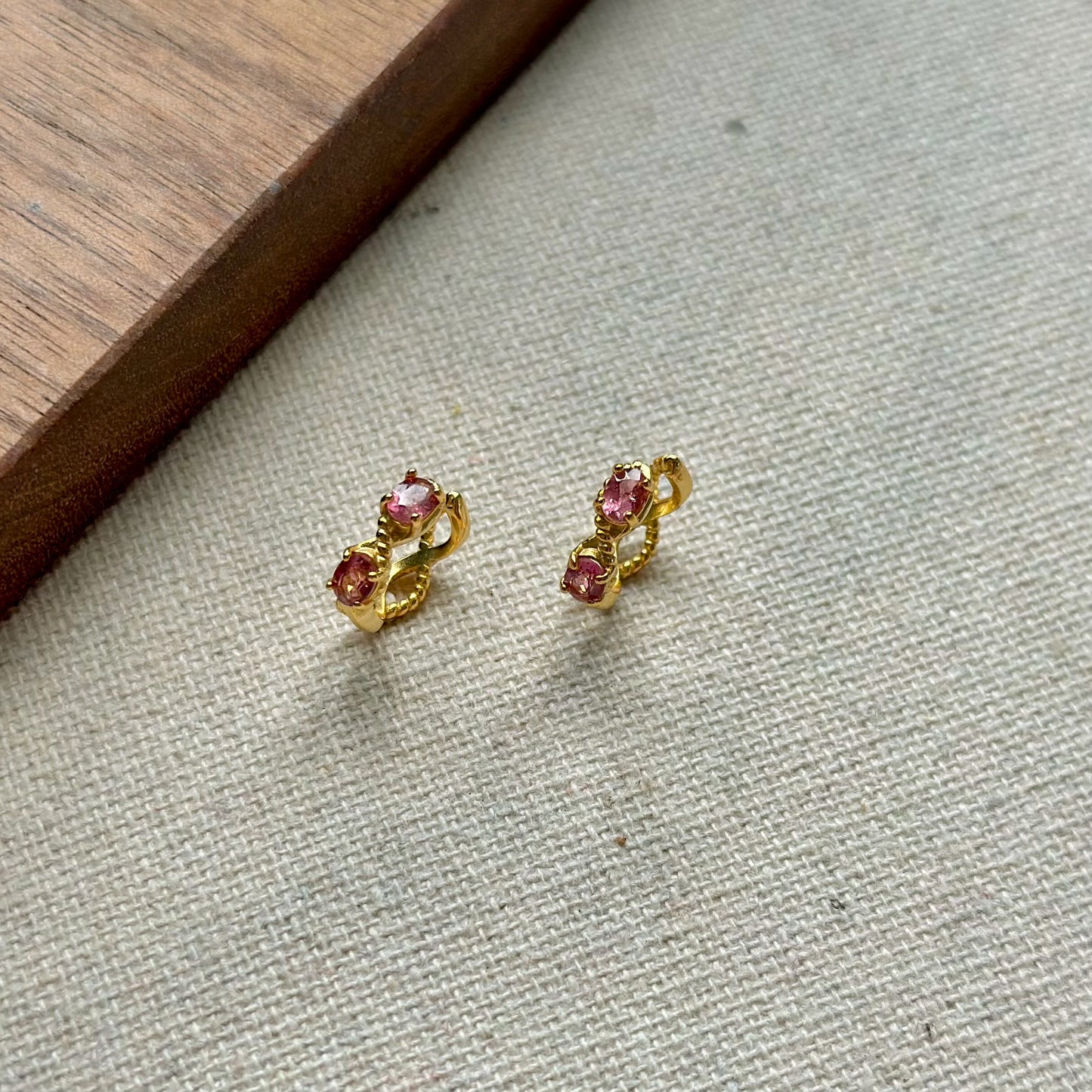 Pink Tourmaline Gold-plated Ear Cuff