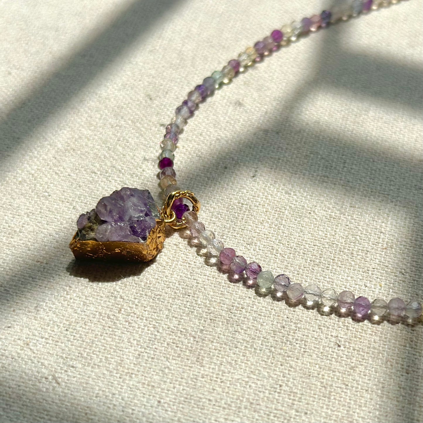 Fluorite Beaded Detachable Amethyst Beaded Necklace