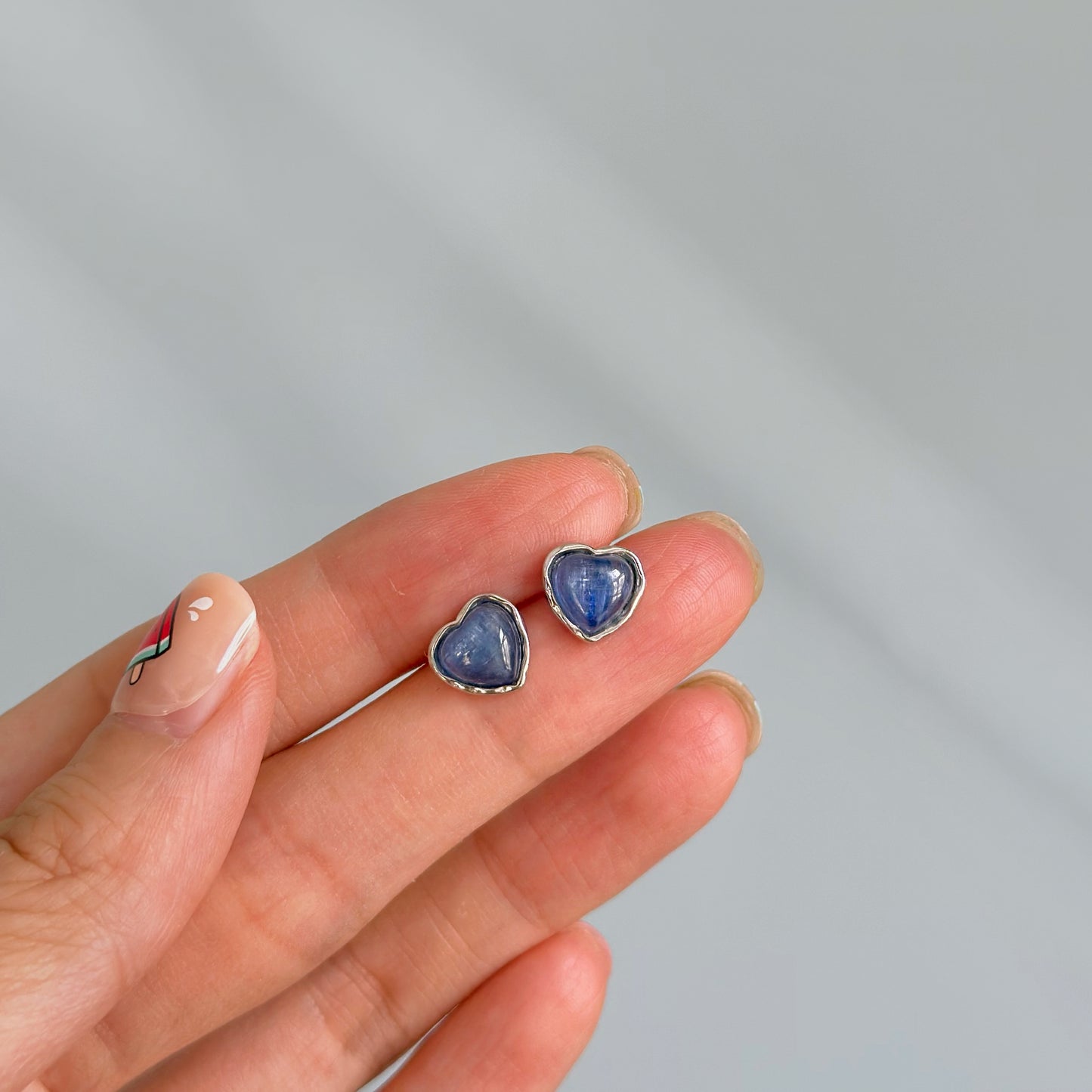 Kyanite Heart Sterling Silver Ear Stud