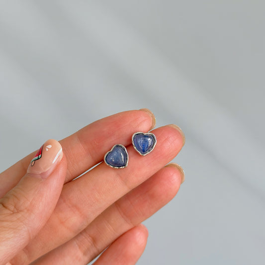 Kyanite Heart Sterling Silver Ear Stud