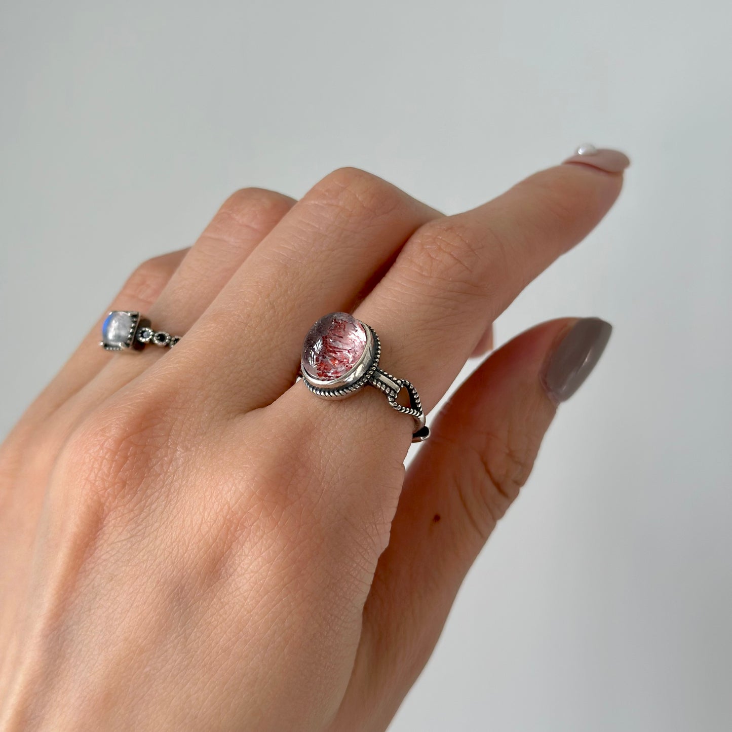 Super Seven Cabochon Adjustable Sterling Silver Ring