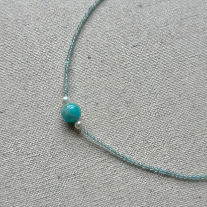 Amazonite And Freshwater Pearl Beaded Necklace