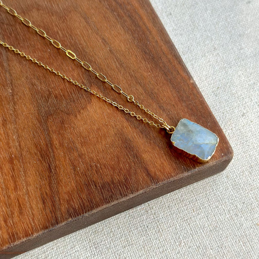 Moonstone Asymmetric Gold-plated Sterling Silver Necklace