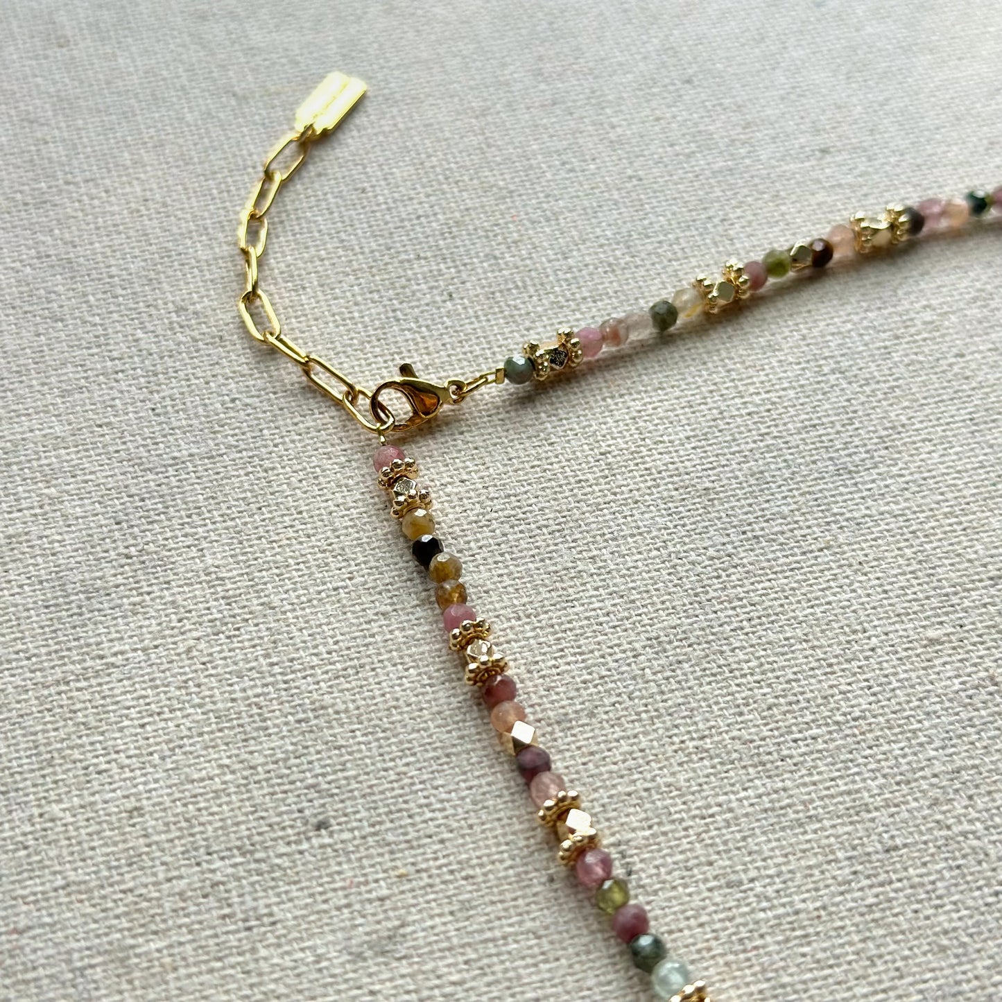 Pink Sapphire And Tourmaline Beaded Necklace