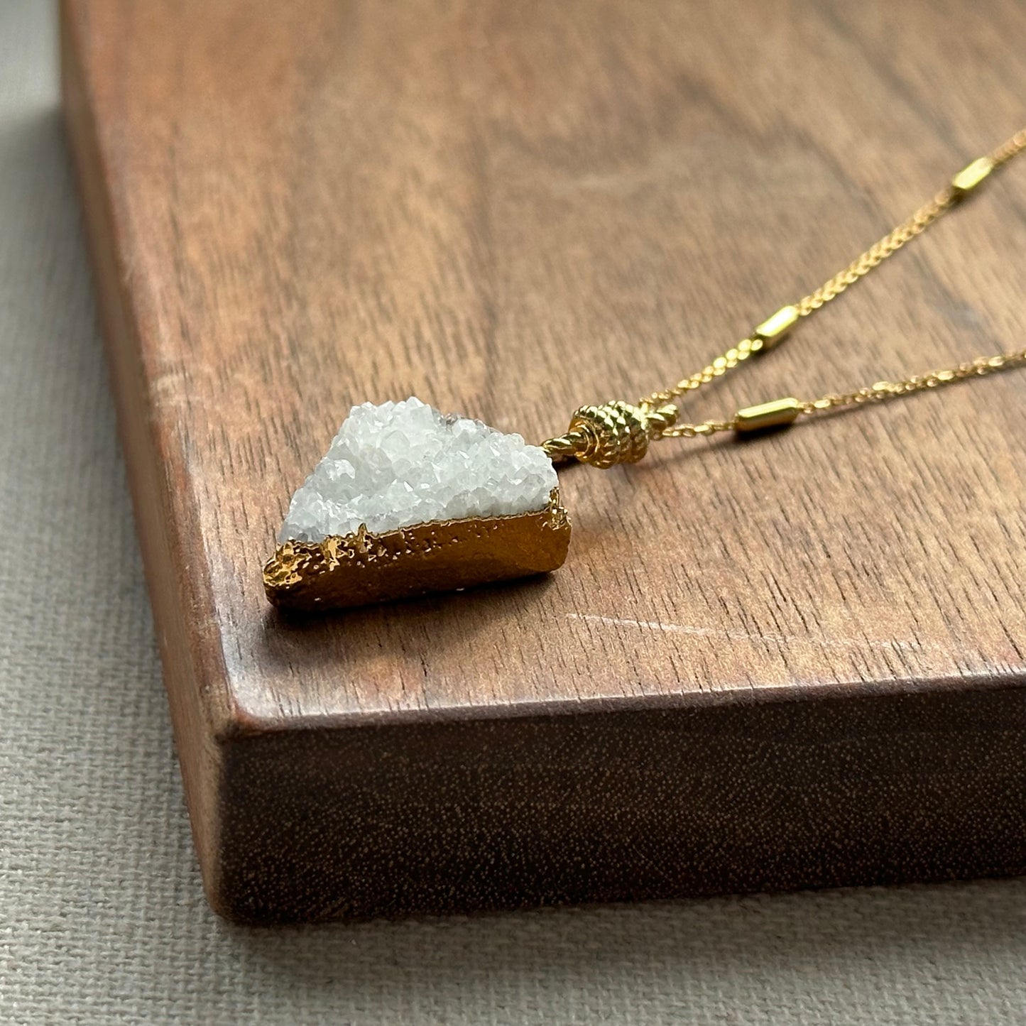 Druzy Triangle Gold-plated Sterling Silver Necklace