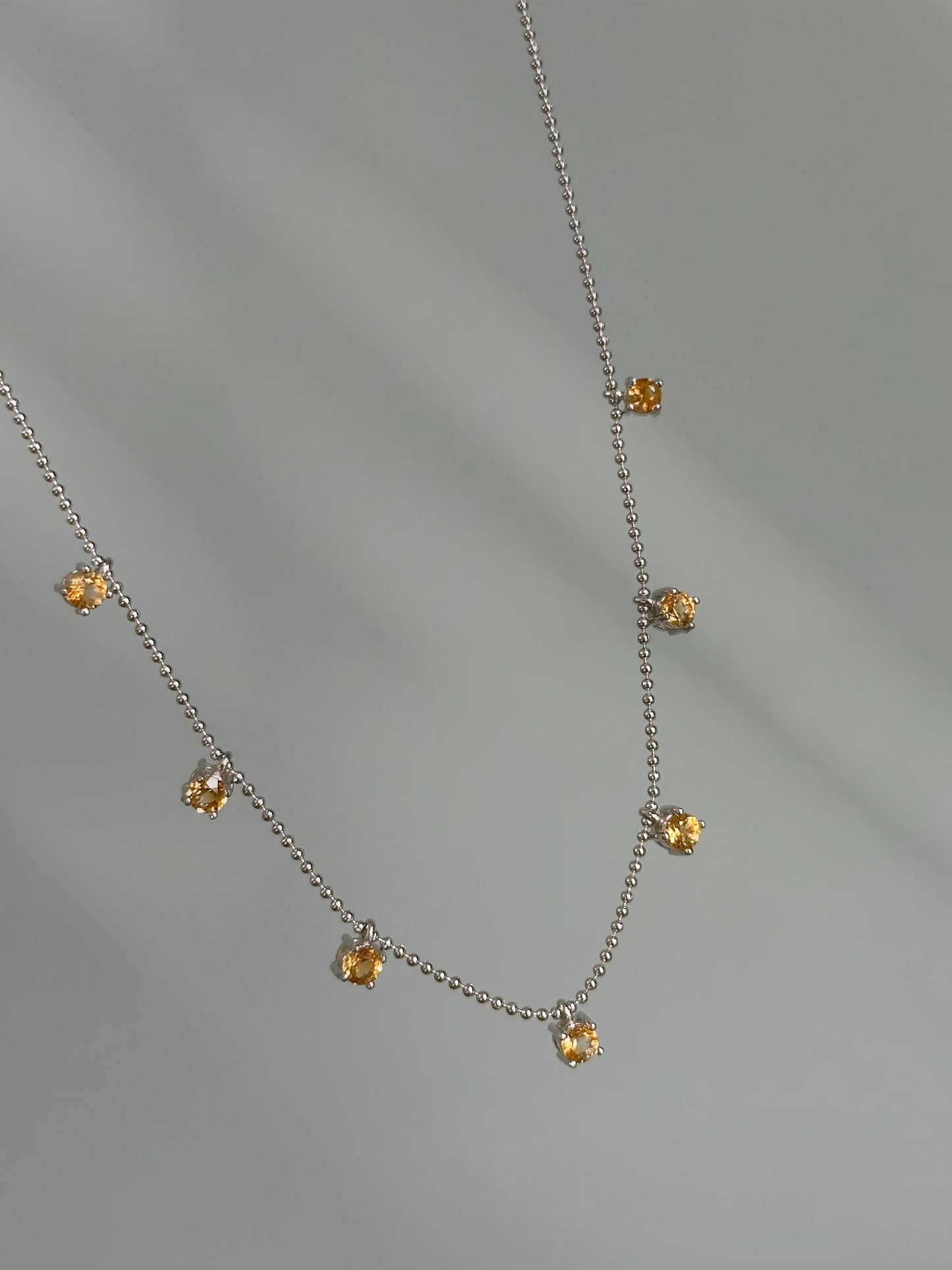 Citrine Dangling Sterling Silver Necklace