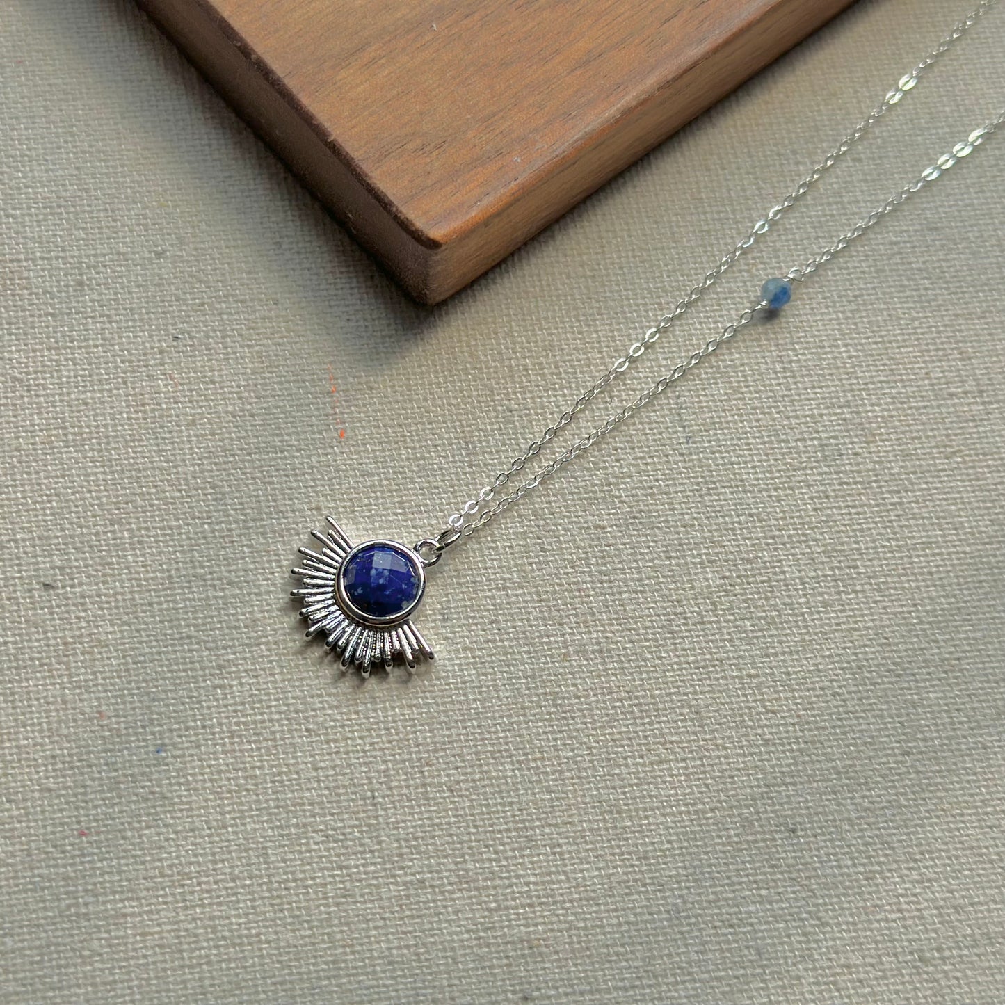 Lapis And Kyanite Beaded Sterling Silver Necklace