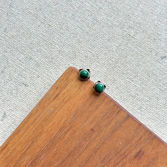 Malachite Sterling Silver Ear Stud