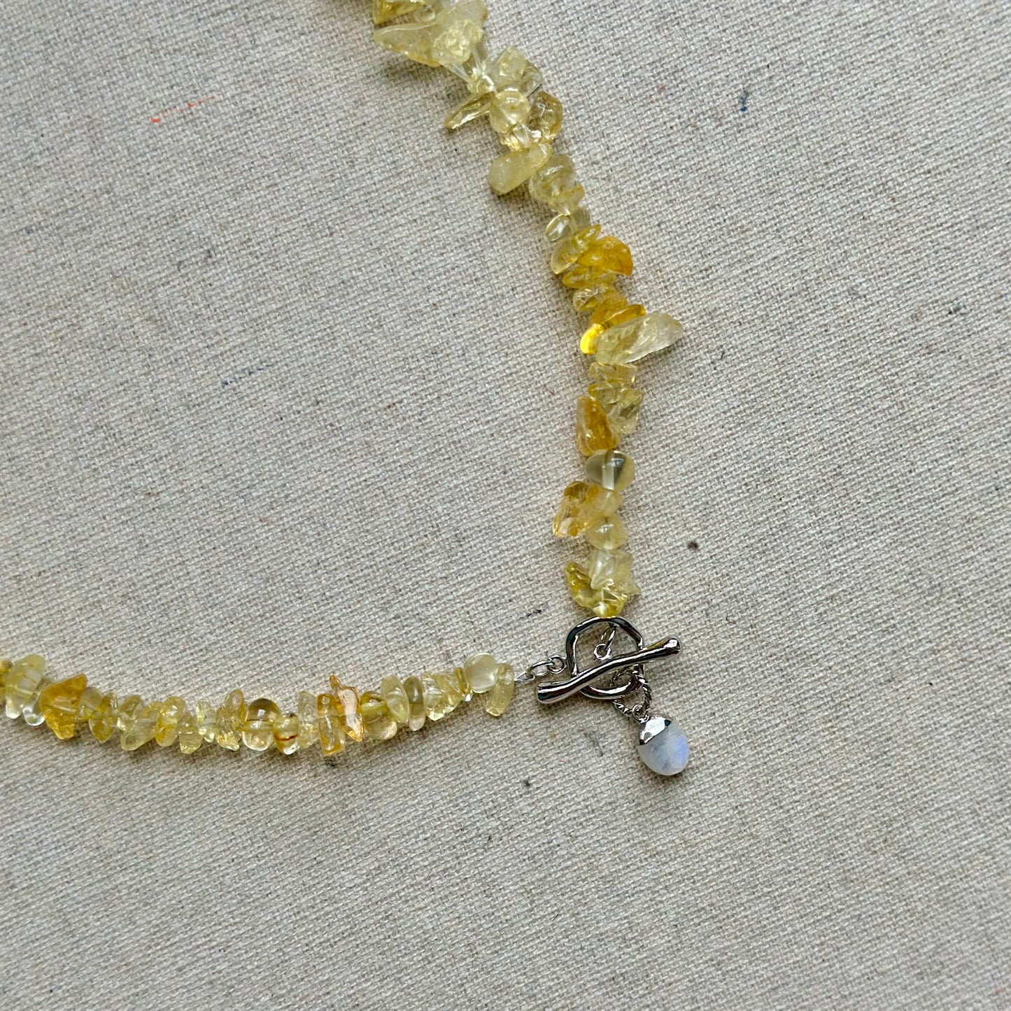 Citrine Beaded And Moonstone Hoop Toggle Necklace