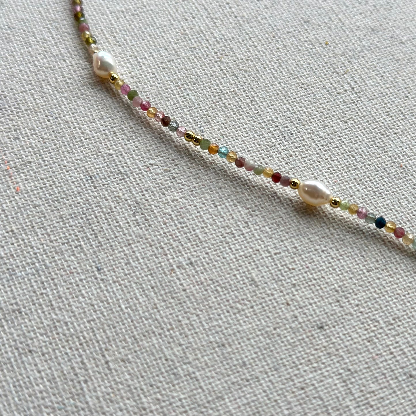 Tourmaline And Freshwater Pearl Beaded Bracelet