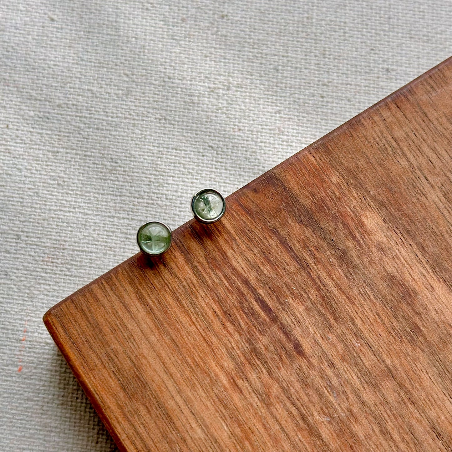 Light Green Tourmaline October Birthstone Sterling Silver Ear Stud