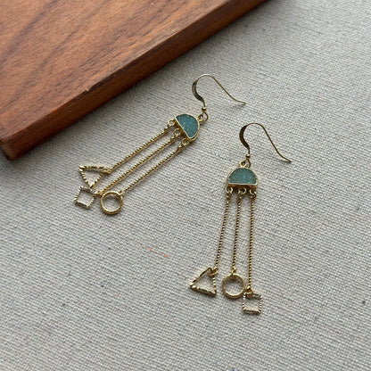 Druzy Geometric Mix Dangling Gold-plated Earring