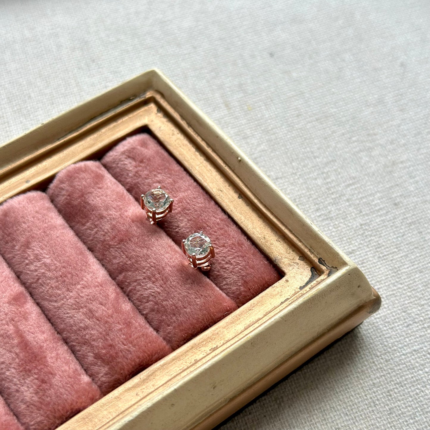 Green Amethyst Rose Gold-plated Sterling Silver Ear Stud