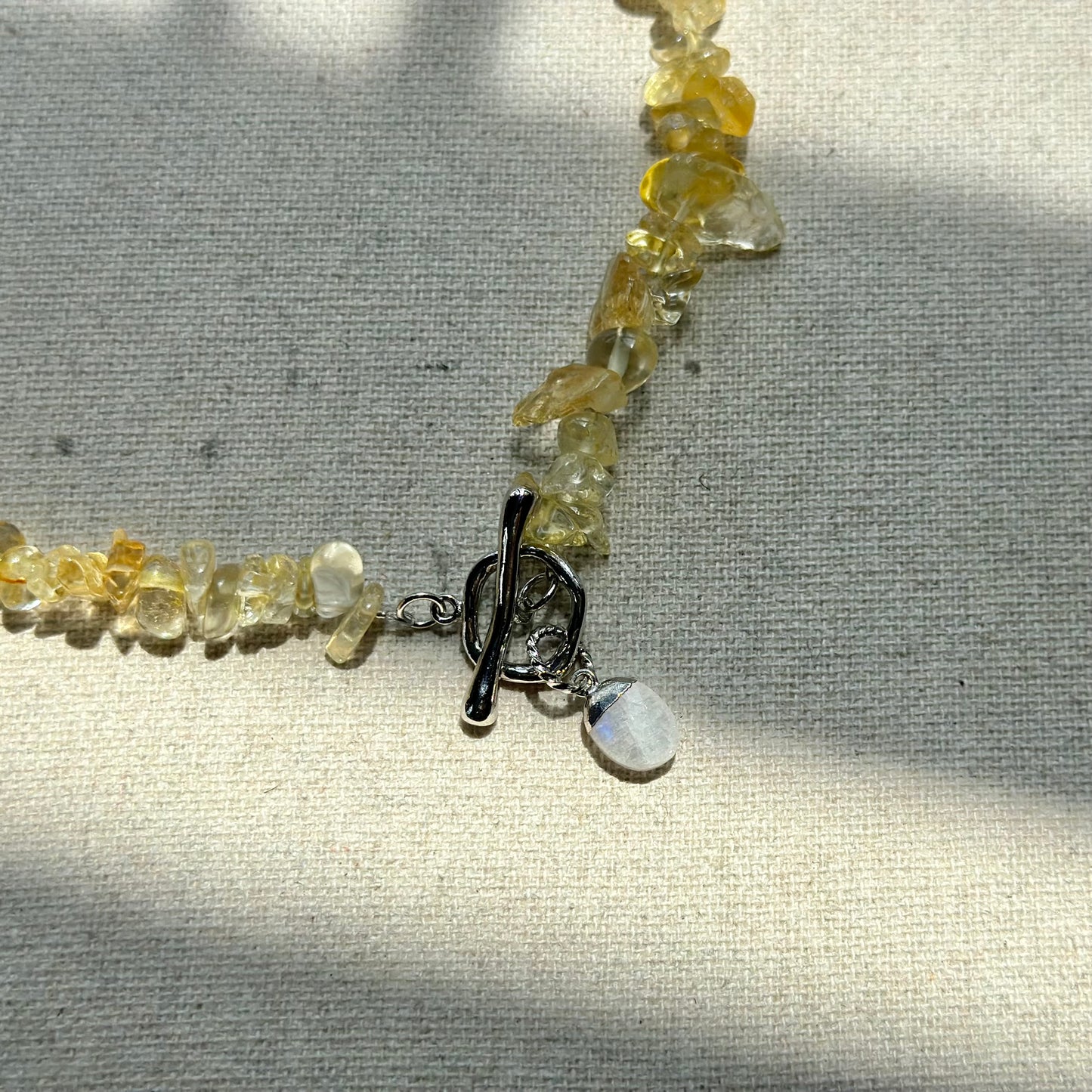 Citrine Beaded And Moonstone Hoop Toggle Necklace