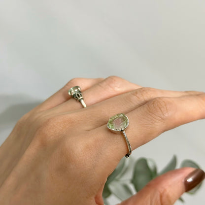 Prehnite Vintage Inspired Adjustable Sterling Silver Ring