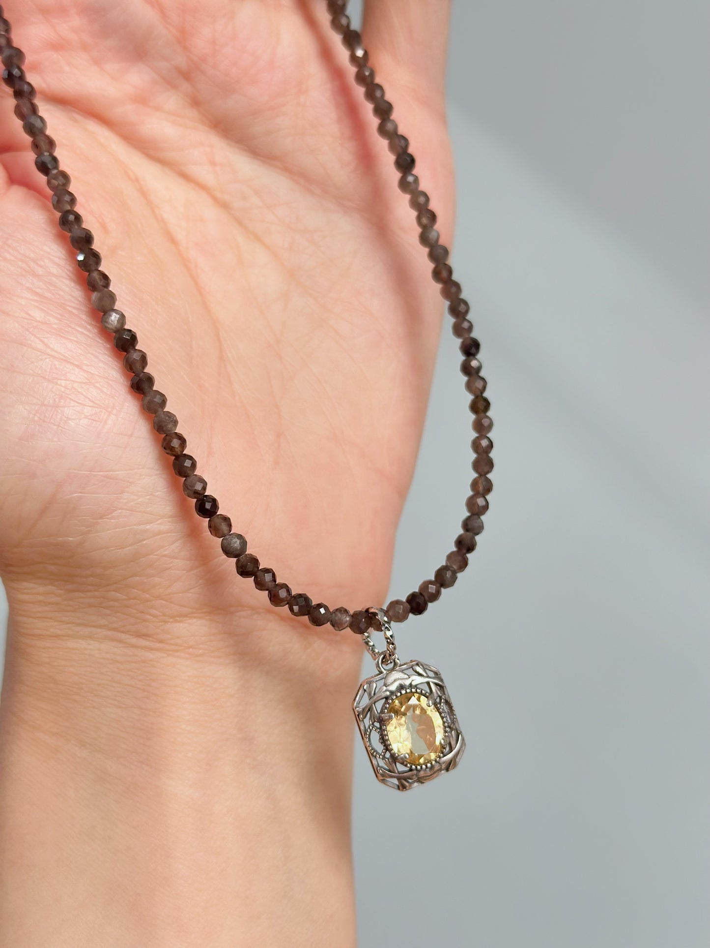 Moonstone Beaded And Citrine Pendant Two-way Necklace