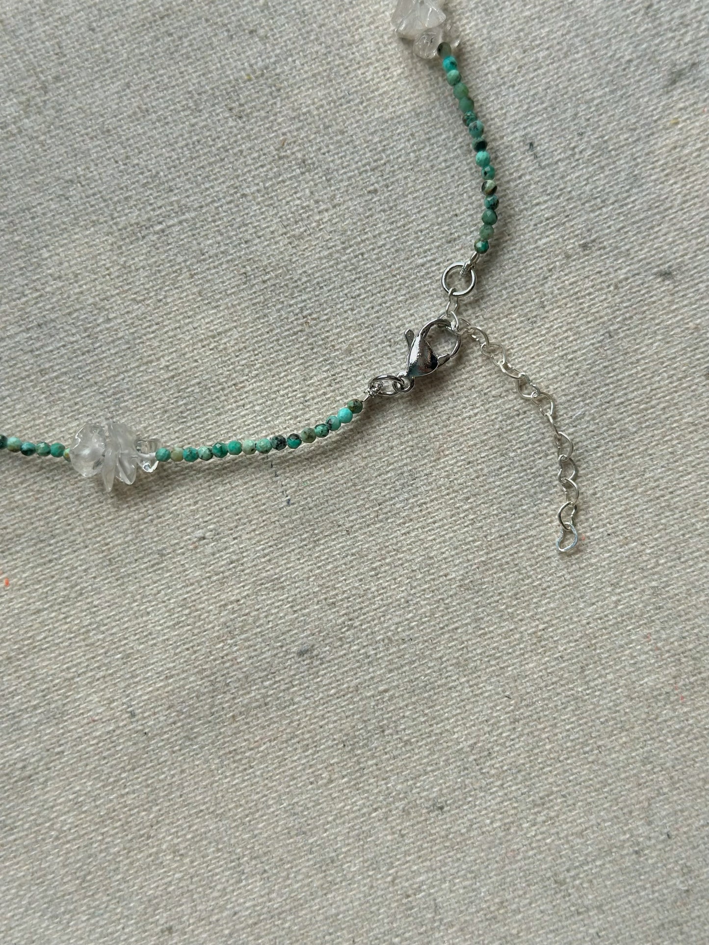 Turquoise And Clear Quartz Beaded Necklace