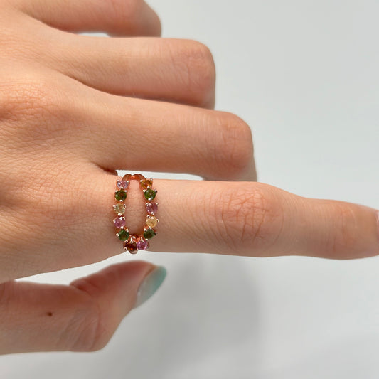 Tourmaline Front Open Rose Gold-plated Sterling Silver Ring