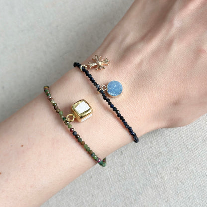 Sapphire Beaded And Druzy Gold-plated Bracelet