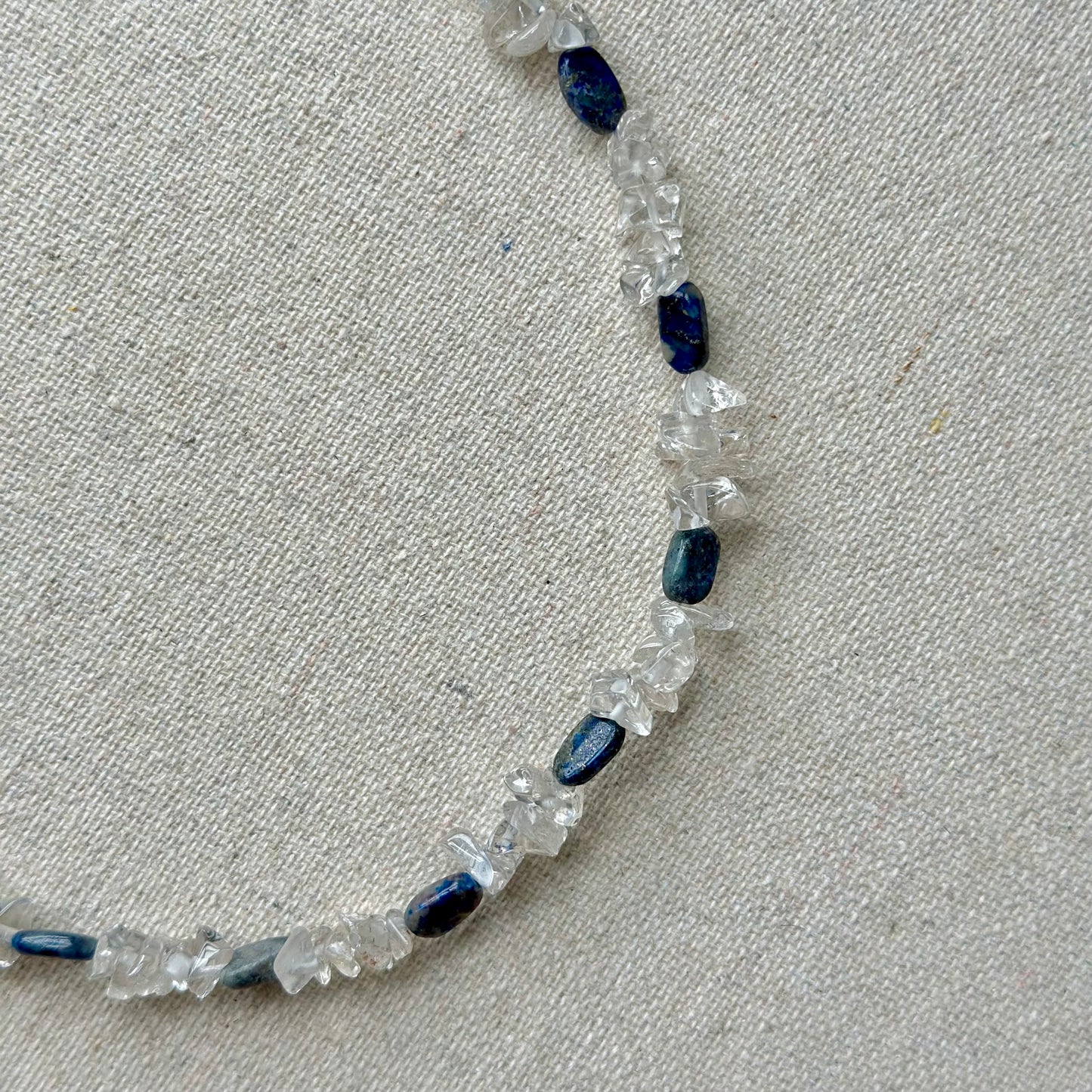 Clear Quartz And Lapis Beaded Necklace