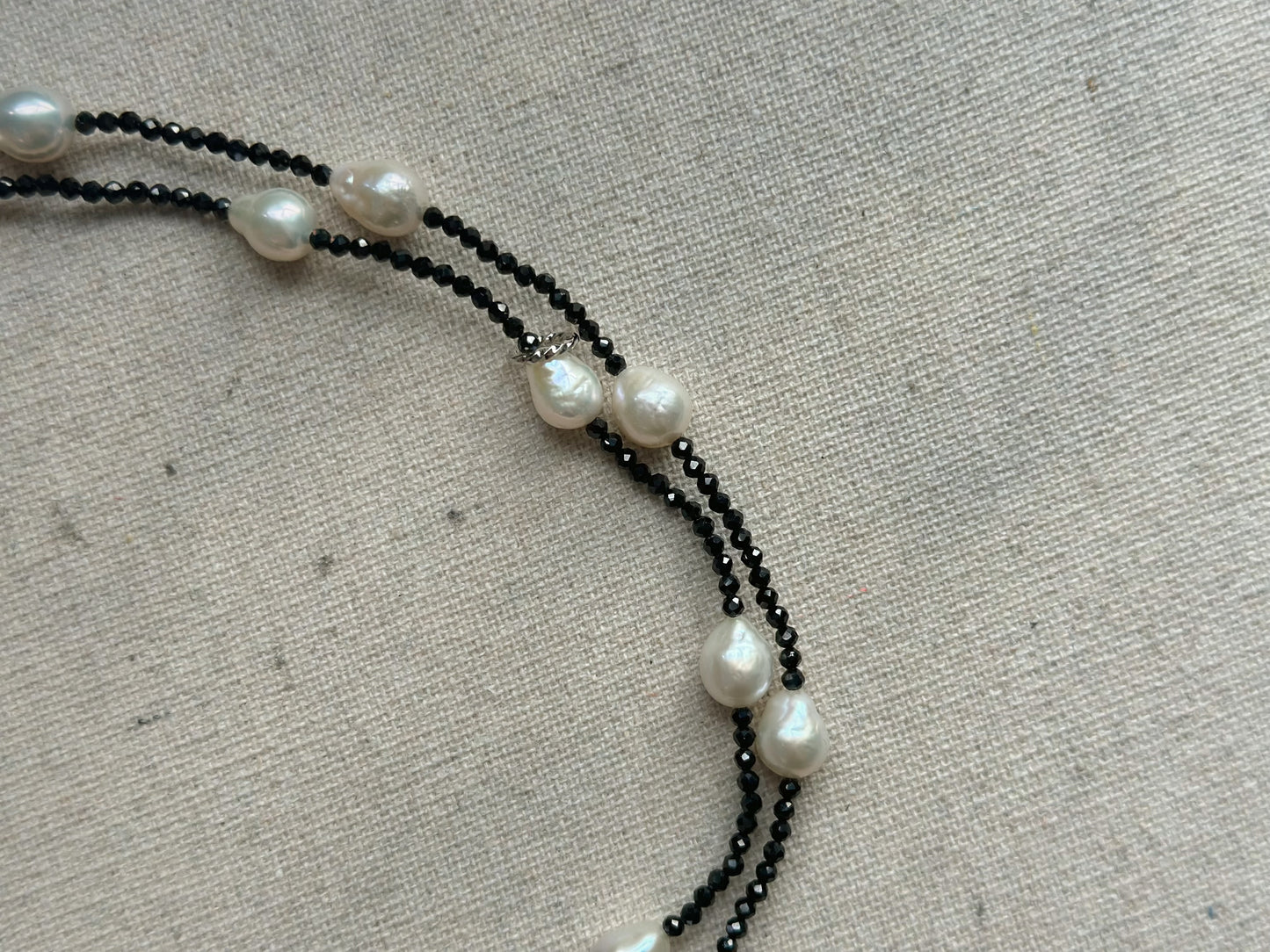 Multi-way Black Spinel And Freshwater Pearl Beaded Long Necklace