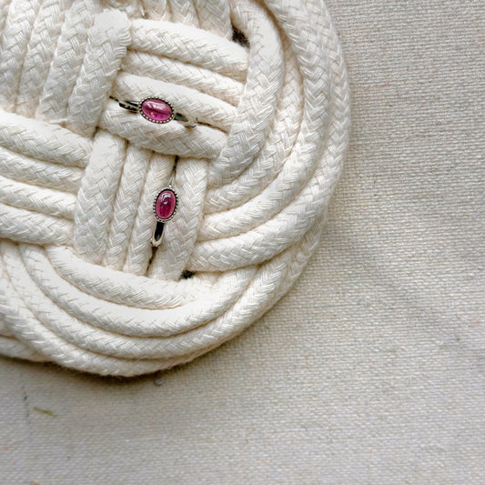 Garnet Oval Cabochon Sterling Silver Ear Hoop