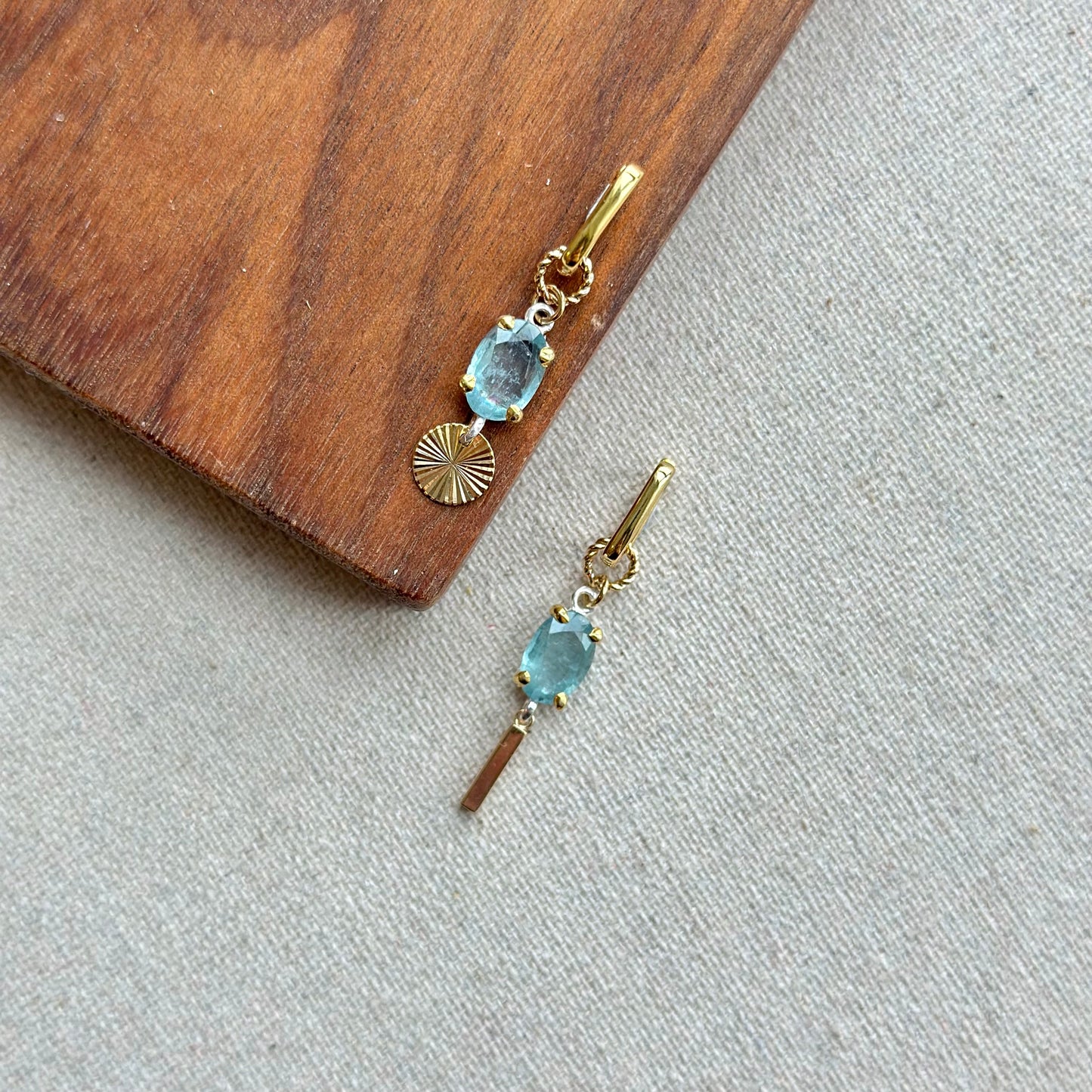 Kyanite Two-way Gold-plated Sterling Silver Hoop