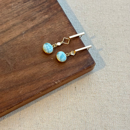 Larimar Geometric Gold-plated Ear Stud