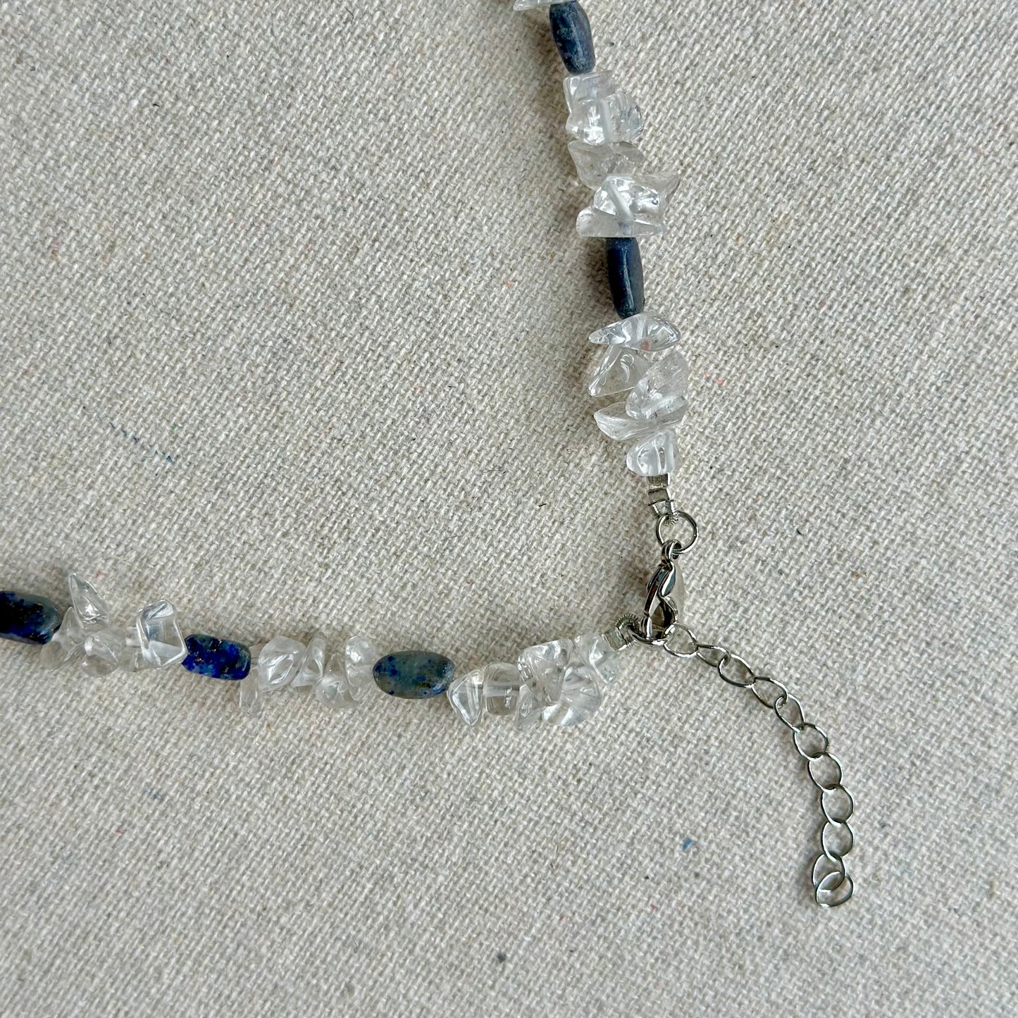 Clear Quartz And Lapis Beaded Necklace