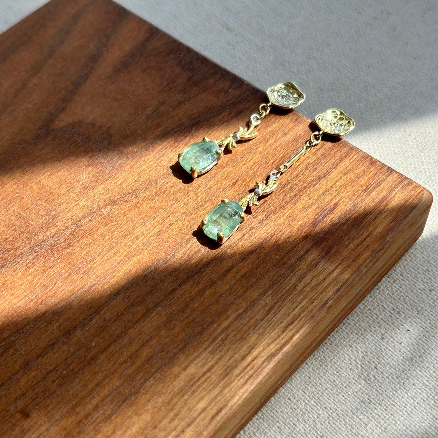 Kyanite Asymmetric Two Tone Gold-plated Earring