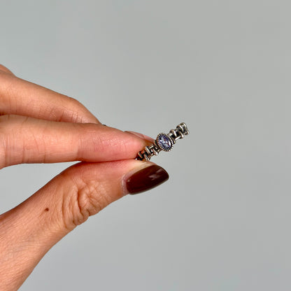 Topaz Woven Cutout Band Adjustable Sterling Silver Ring