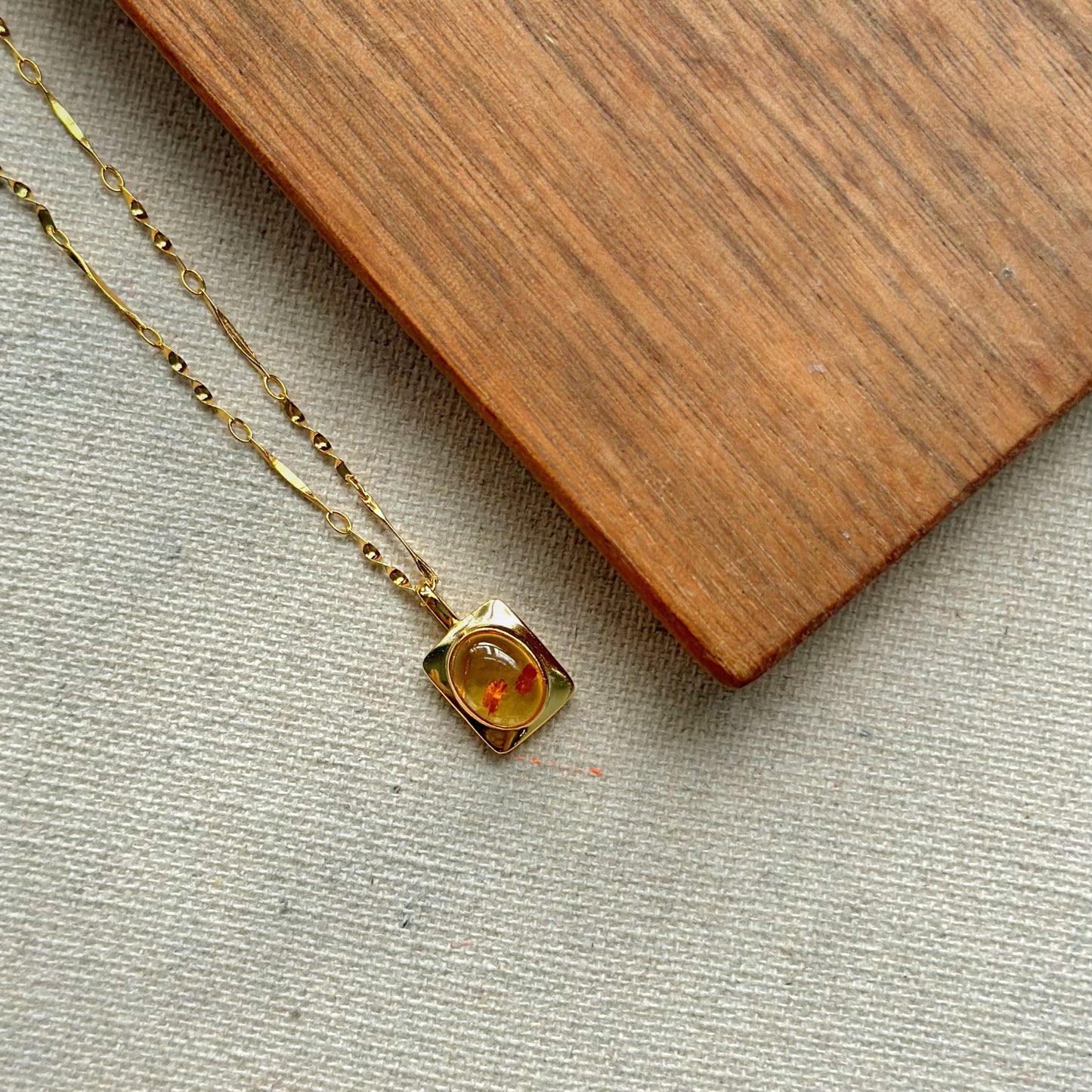 Amber Gold-plated Sterling Silver Necklace