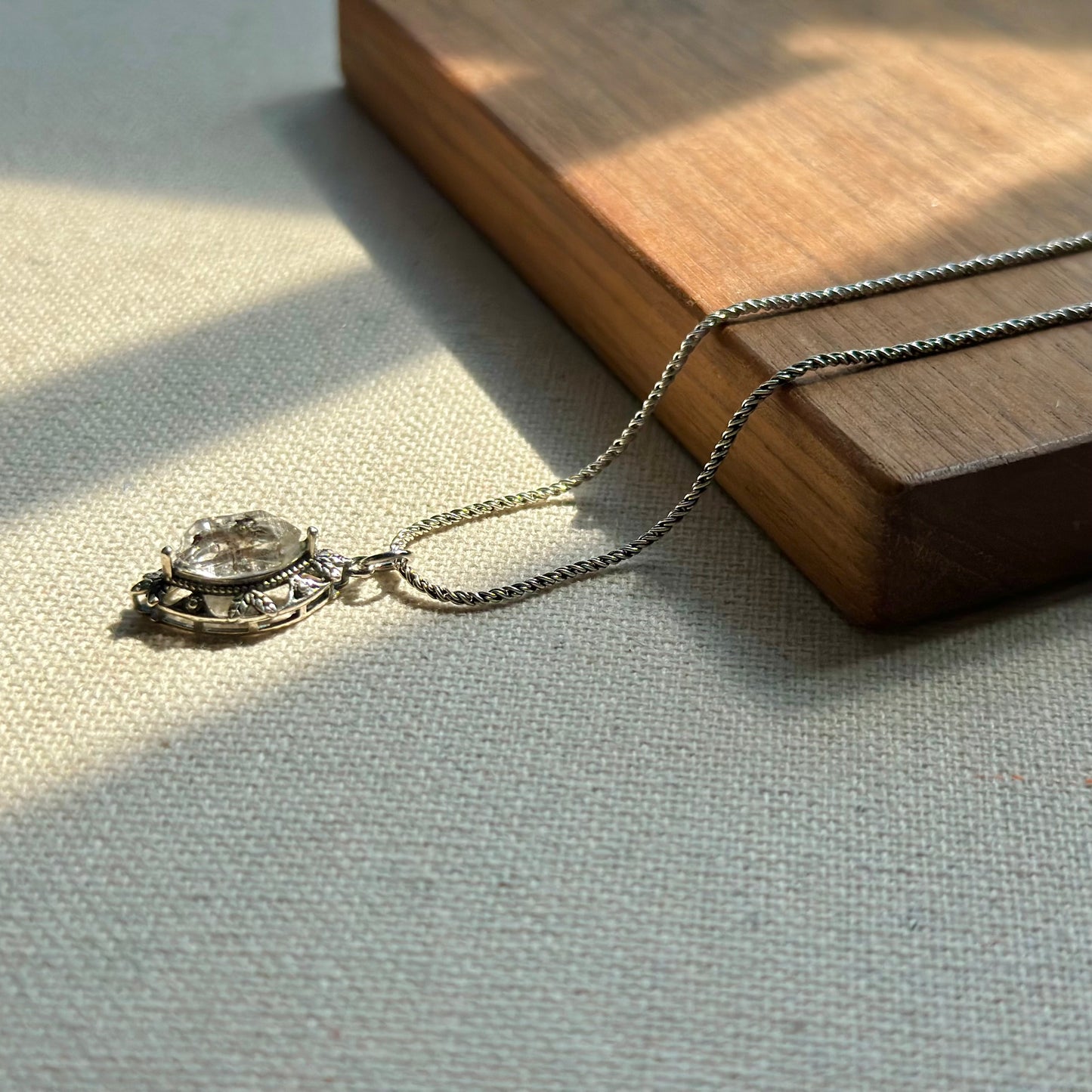 Herkimer Diamond Robe Chain Sterling Silver Necklace