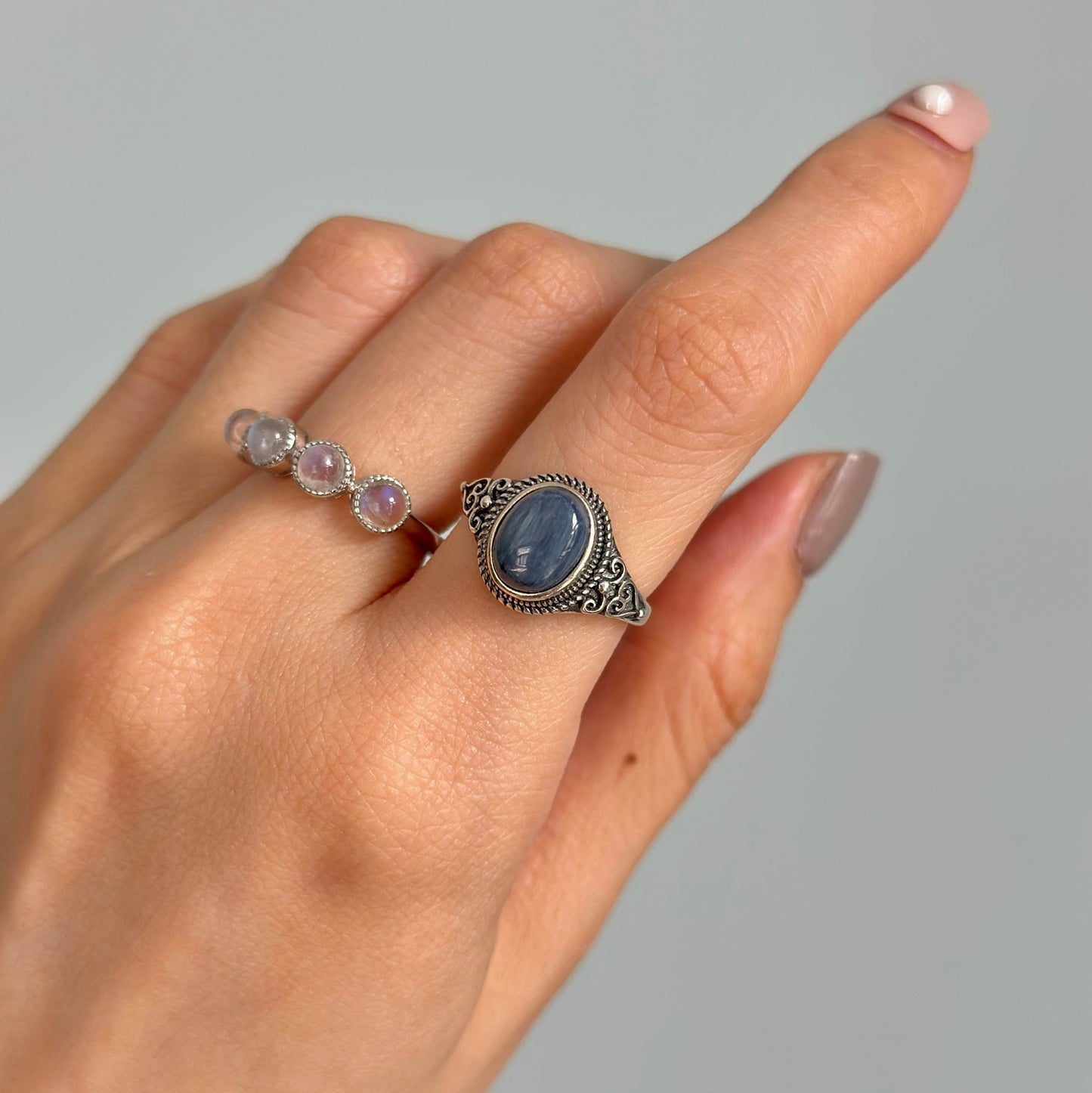 Moonstone June Birthstone Eternity Adjustable Gold-plated Sterling Silver Ring