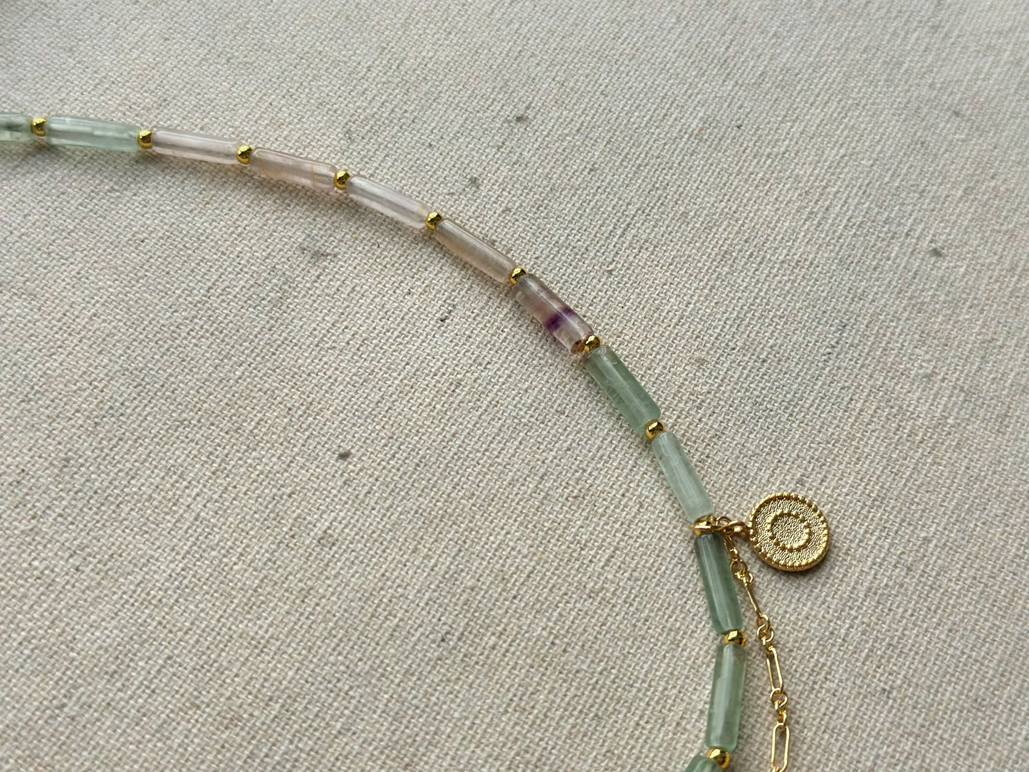 Flourite Beaded And Dangling Gold-plated Necklace