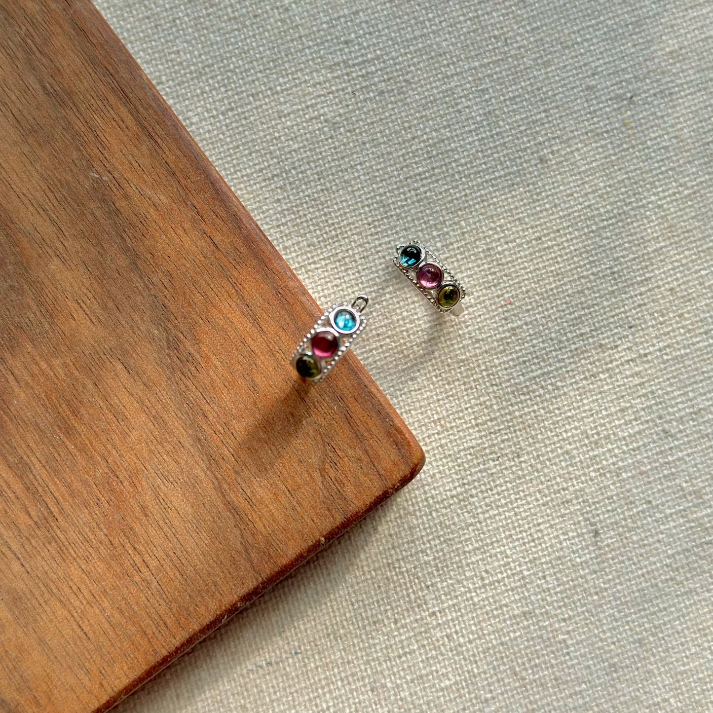 Mixed Tourmaline Sterling Silver Ear Hoop