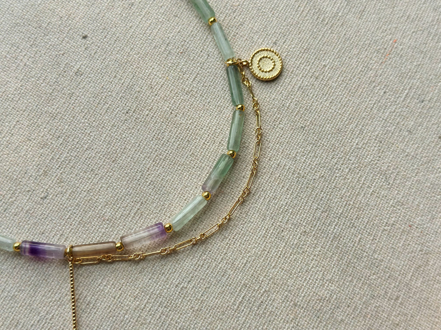 Flourite Beaded And Dangling Gold-plated Necklace