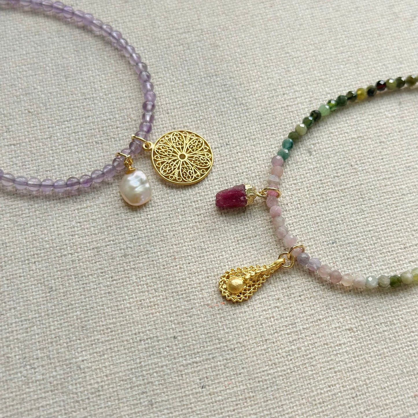 Tourmaline Mix Beaded And Ruby Bracelet