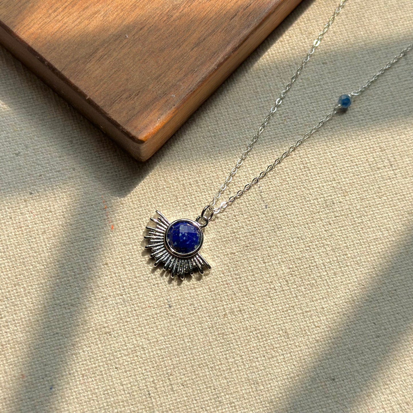 Lapis And Kyanite Beaded Sterling Silver Necklace